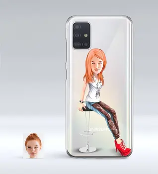 

Personalized Women 'S Caricature Of Samsung Galaxy A51 Thin Transparent Silicone Phone Kapağı-39