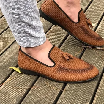 

MEN LOAFERS BALLERINA SHOES PRINTED TAN 421295513