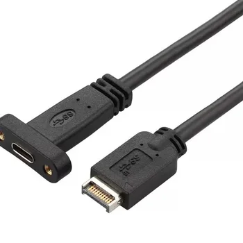 

USB 3.1 Type C Front Panel Header Cable USB 3.1 Type E to USB 3.1 Type C Female Extension Cable with Panel Mount Screw
