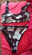 Bikinis con estampado de vaca para mujer, traje de baño de cintura alta, conjunto de Bikini de pierna alta, ropa de playa para primavera y verano, novedad de 2021