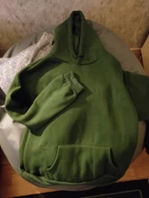 Loose Pullover Hoodies Long-Sleeve Harajuku Blue Green Women Tops Solid Casual Velvet