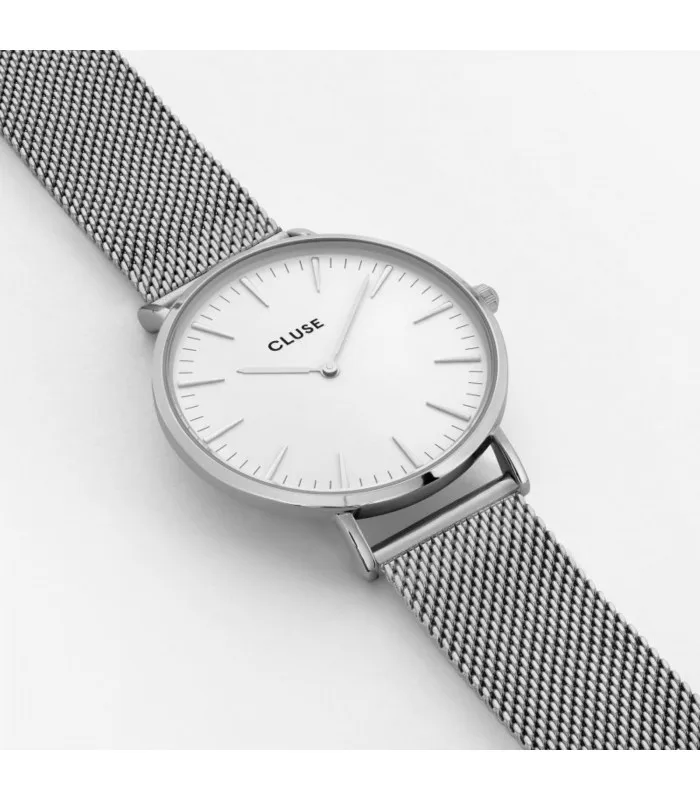 Clure часы The bohйme 39 мм сетка серебро/белый CL18105