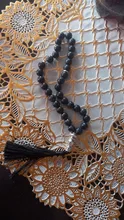 Colgante borla de cuentas para hombres y mujeres, piedra Natural de ágatas negras, 33 cuentas de oración, islámico, Tasbih musulmán, corario de Dios, joyería de meditación