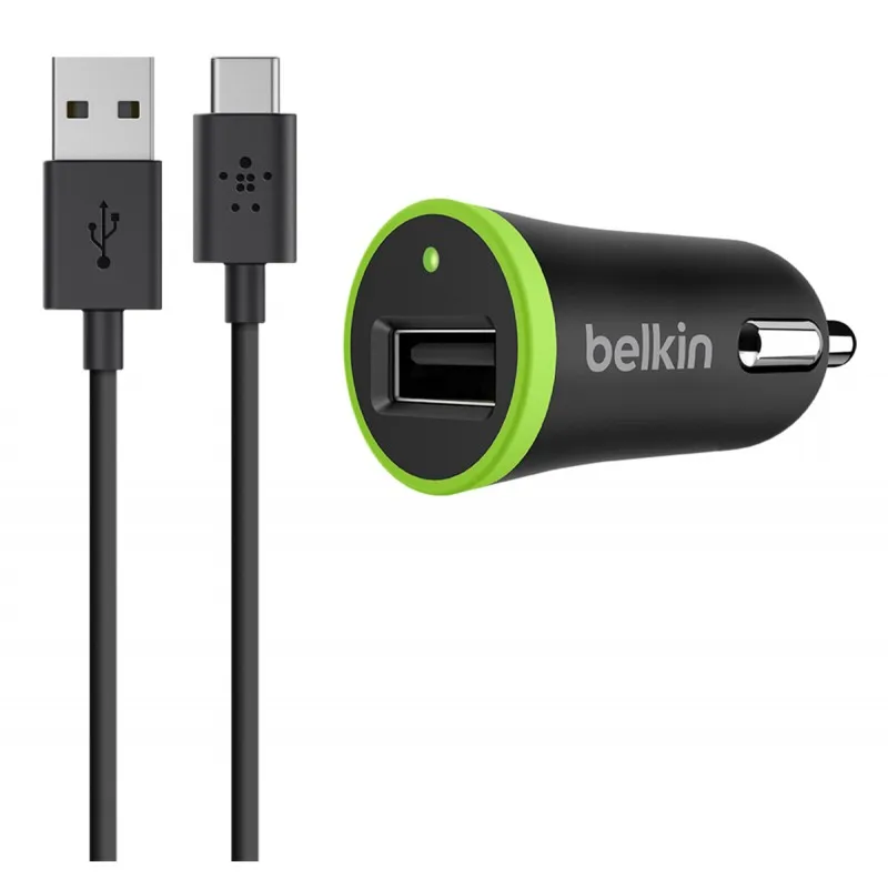 Автомобильное зарядное устройство Belkin Cable with Universal Car Charger USB-C to USB-A F7U002bt06-BLK (Black) |