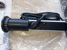 COSWALL para POP 3 hembra 2 puerto de carga USB de la Mesa de cocina toma para escritorio retráctil enchufe de la UE de cuerpo de aluminio de fondo azul