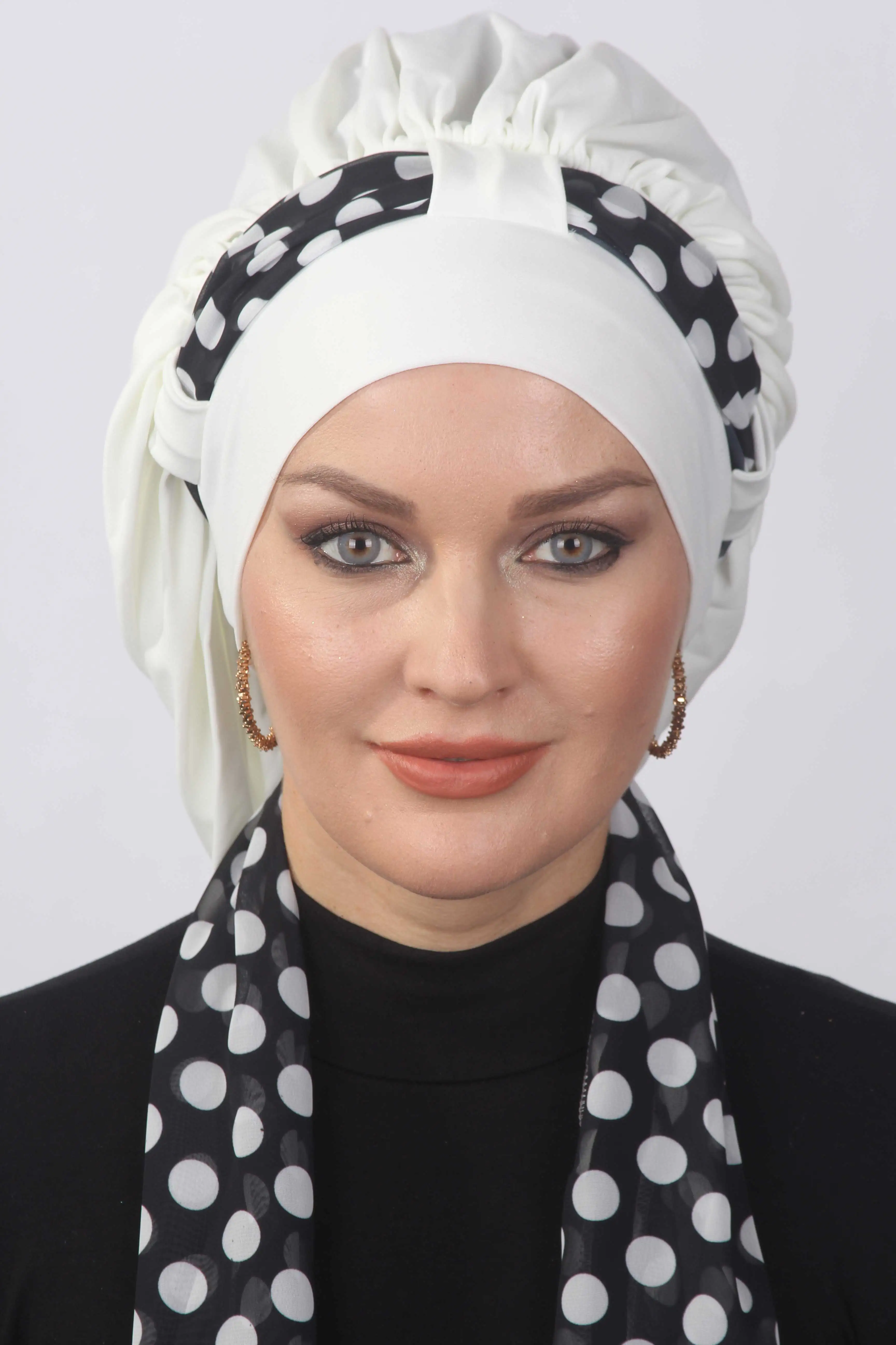 

Hijab Casual Instant Turban for Women Bonnet Lightweight Head Scarf Flowy Polka-Dot Scarf Bonnets
