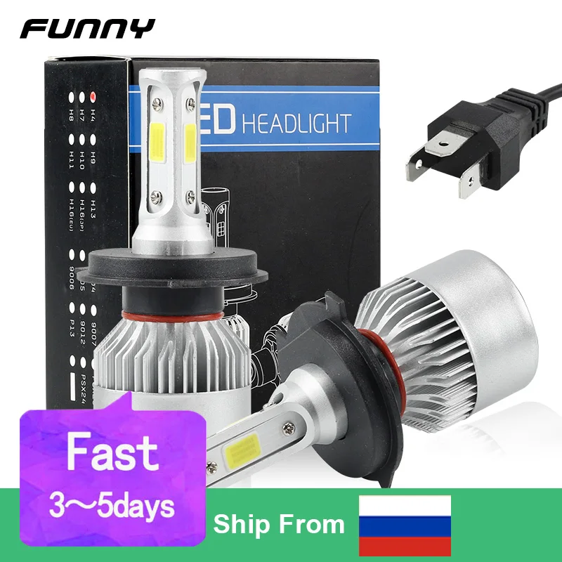 2 PCS Car Headlight Bulbs LED S2 Car Light 6500K 10000LM 60W H1 H3 H4
