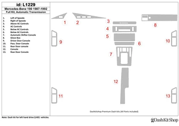 

Interior trim for Mercedes Benz 190 1987-1992. Set L1229.