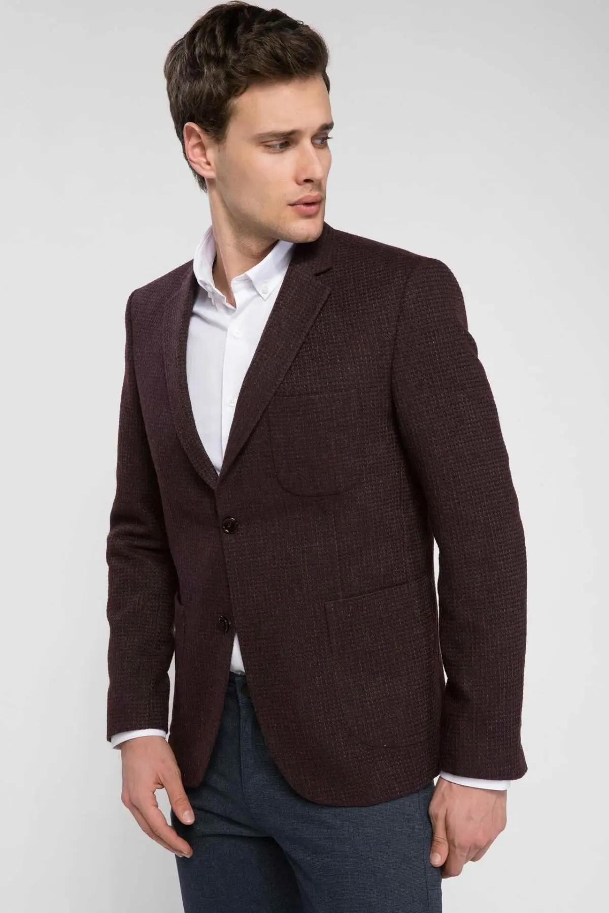 DeFacto модный однотонный формальный мужской блейзер высокого качества осенний Повседневный тонкий костюм мужской пиджак с карманами Мужское пальто Новинка-J4574AZ18WN