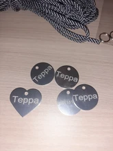 Etiquetas redondas de aluminio para identificación de mascotas, identificación de nombre personalizada, teléfono, 2 unidades por lote