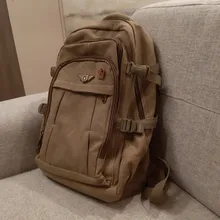 Canvas Backpack Mochila Rucksacks Notebook Schoolbags Laptop Travel-Shoulder Military