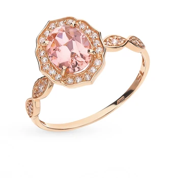 

Gold ring with morganites and cubic zirconia sunlight sample 585