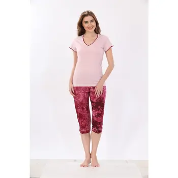 

Etoile women's spring/summer Bamboo Batik Pattern Short Sleeve Capri Set/Sleepwear 92014