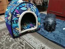 Cama para mascota cálida desmontable para invierno, caseta para dormir de perro, nido de gato suave para gatito y cachorro, cueva cómoda, diseño de lazo, lavado a mano