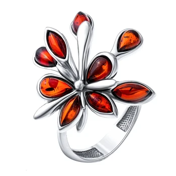 

Silver ring with Amber cognac