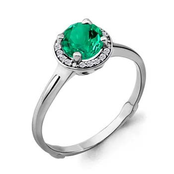 

Silver ring with nanoemerald Sint. And cubic zirconia