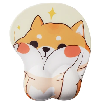 

3D Anime Mouse Pad with Wrist Rest Corgi Ergonomic Mouse Pad Gamer Gaming Mousepad Wrist Support Mouse Mat Silicone 260*210*3 mm