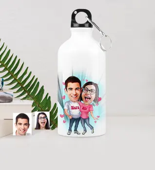 

Personalized Custom Sweetheart Double Caricature Of Metal Water bowl (500 ml.) 5