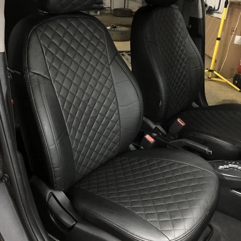 Для KIA Soul I с 2009-2014г.(Киа Соул) модельные чехлы на сиденья из экокожи АВТОПИЛОТ РОМБ экокожа