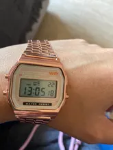 Reloj Digital de lujo de oro rosa para mujer, pulsera electrónica LED de acero ultrafino, luminoso