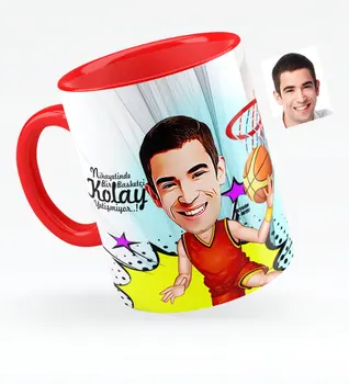 

Personalized Men Basketball Player Caricature Of Red Mug Cup-1