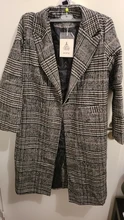 Plaid Coat Pocket-Jackets Cashmere Autumn Winter Long Women Outwear Warm Thickness Casual
