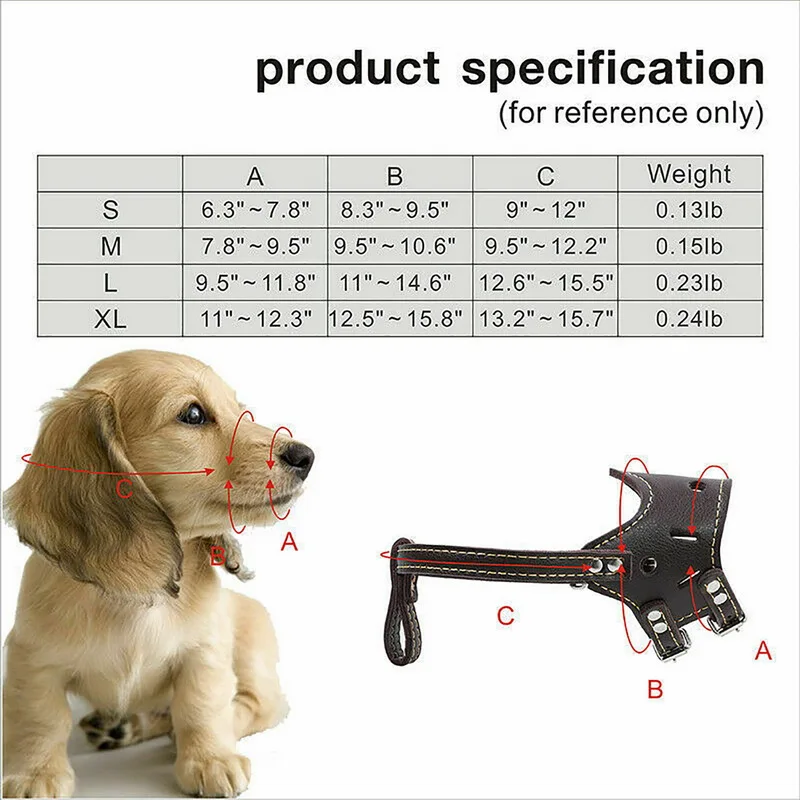 Собака Анти-намордник против лая, укусов намордник Маска Мягкая кожа Регулируемая Собака намордники XS-XL COSP4g120