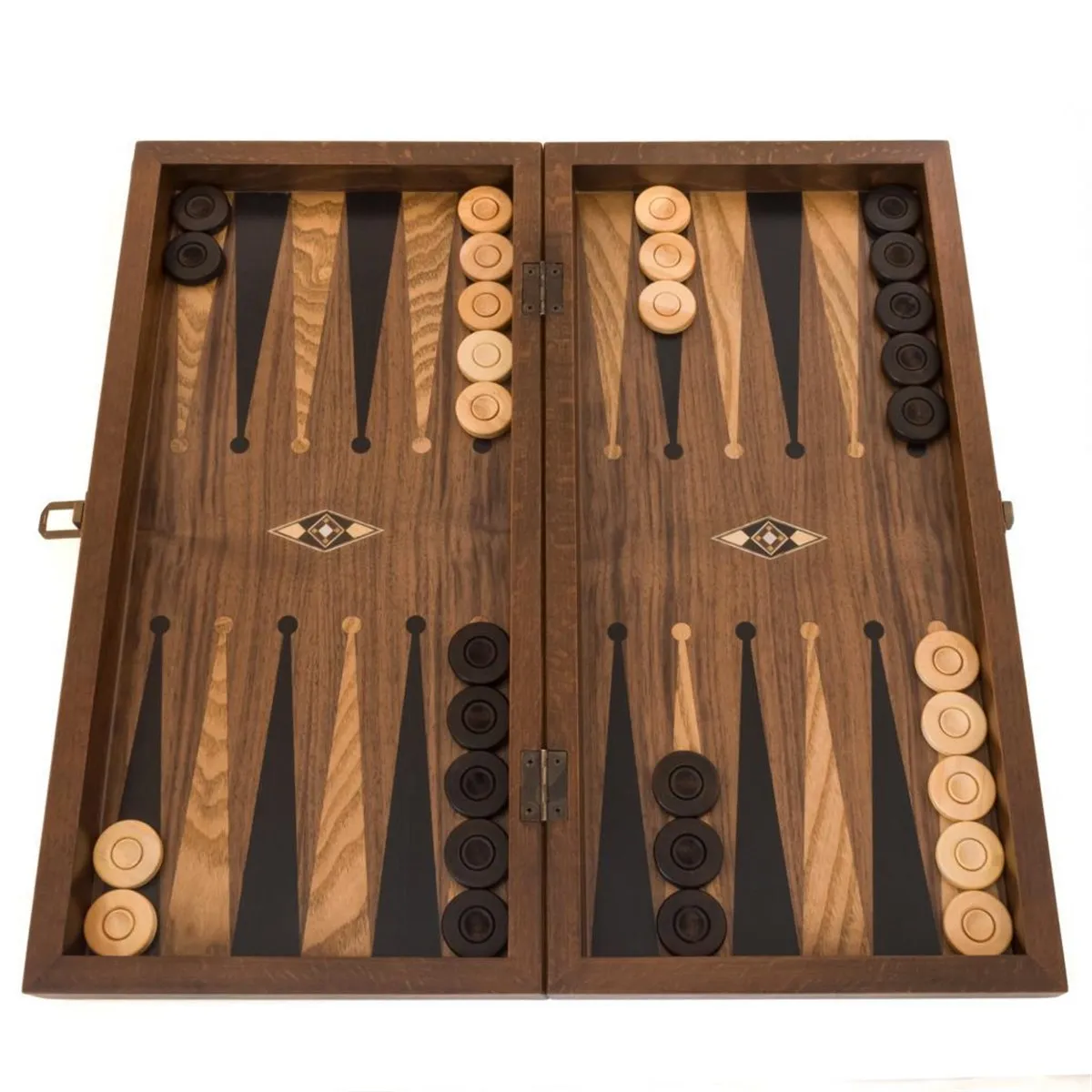 Luxury Big Size Natural Walnut Wood Coated Backgammon Board Game Set - With Chips Dice - With Boxwood Stamps Checkers Stones luxury backgammon board game set solid walnut ottoman embroidered