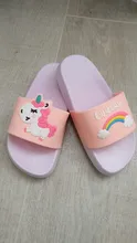 Suihyung-Zapatillas de unicornio arcoíris para niños y niñas, zapatos de playa para niños, pantuflas suaves para interiores