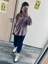 KPYTOMOA-blusas holgadas asimétricas de manga larga para mujer, camisas de pana con bolsillos de gran tamaño a la moda, Tops Chic para mujer 2020