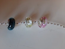 Cuentas de cristal de Murano luminosas para fabricación de joyas, abalorio de Color plateado, rosa, Original, para pulsera