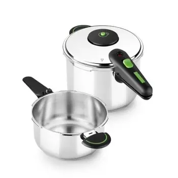 

SET DUO PRESSURE COOKER MONIX M911001 - 4 + 6 LITERS-BAKELIT handle THERMO-RESISTANT-THREEFOLD BACKGROUND DIFFUSER-GLOSSY OUTER