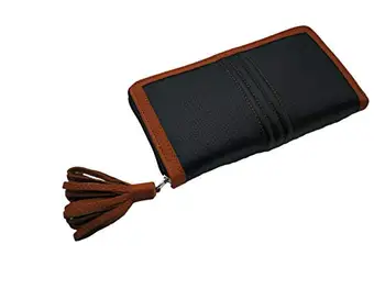 

Women's leather wallet. Zipper closure. Purse, wallet and card holder, 20x10 cm. (black-leather)