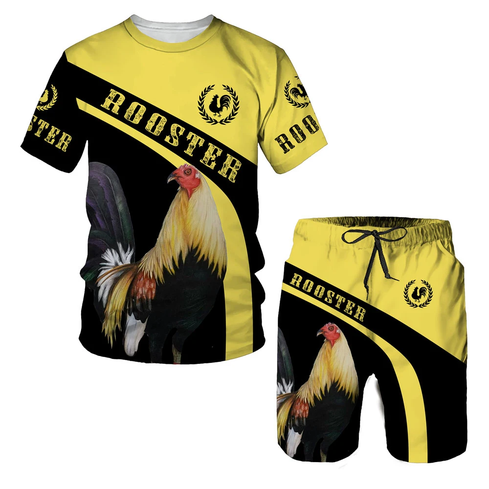Cool Pheasant Rooster Hunting Camo T-shirt Suit 3D Printed Cock Animal Short Sleeves Sets T-shirt+ Sport Shorts Tracksuit Set 9