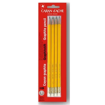 

Set of graphite pencils carandache сrayon graphite, HB, with eraser, blister 4 pcs/pack