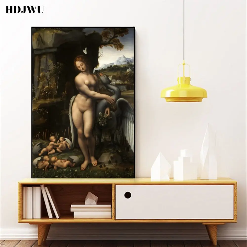 Leonardo Da Vinci Leda and the Swan(Francesco Melzi) знаменитый живописец печатные Плакаты для