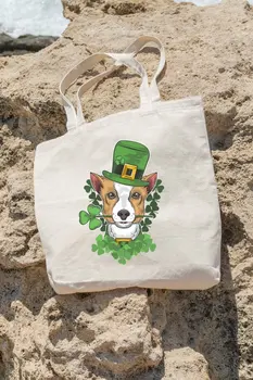 

Angemiel Bag Three Leaf Clover Sweet Dog Shopping Beach Tote Bag