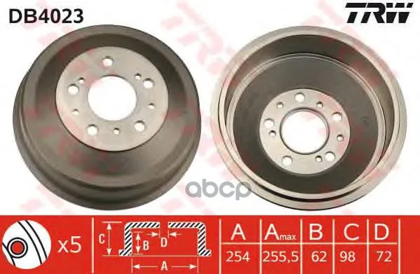 Барабан Тормозной Peugeot Boxer/Fiat Ducato/Citroen Jumper 1t-1.5t Trw/Lucas Db4023 TRW/Lucas арт. DB4023
