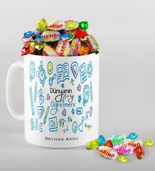 

Personalized World Best Öğretmeni Mug and Haribo Candy Gift Seti-15