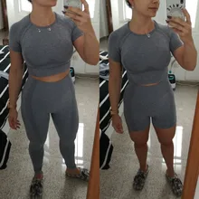 Conjunto de Yoga Vital sin costuras para mujer, ropa deportiva de entrenamiento, para gimnasio, Top corto de manga corta/larga, Leggings de cintura alta, traje deportivo, 2/3/5 Uds.