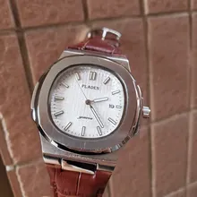 PLADEN-Reloj de pulsera de cuarzo para hombre, de negocios, de lujo, a la moda, correa de acero inoxidable, azul degradado, reloj calendario a prueba de agua