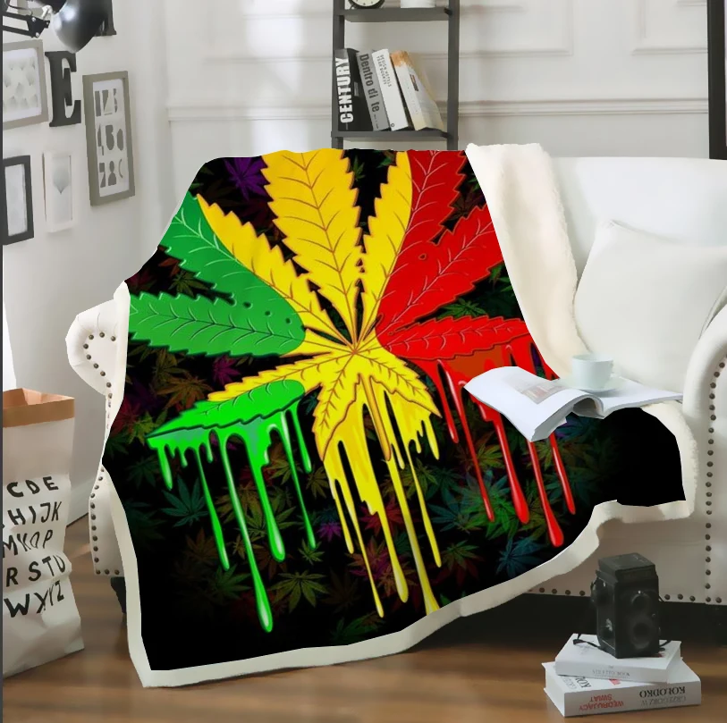 

3D Print Reggae Singer Bob Marley Weed Thin Quilt Throw Bed Blanket Sofa Chair Rest Bedding Home Indoor Blanket Adults Kids B84