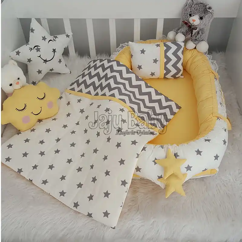 yellow and grey baby bedding
