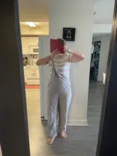 Monos holgados de algodón y lino para mujer, mono de bolsillos, pantalones recortados de camal ancho, 2020