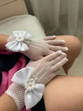 Fishnet-Gloves Ceremony-Accessories Flower-Girl Communion Kids Lace White 1-Pair Pearl