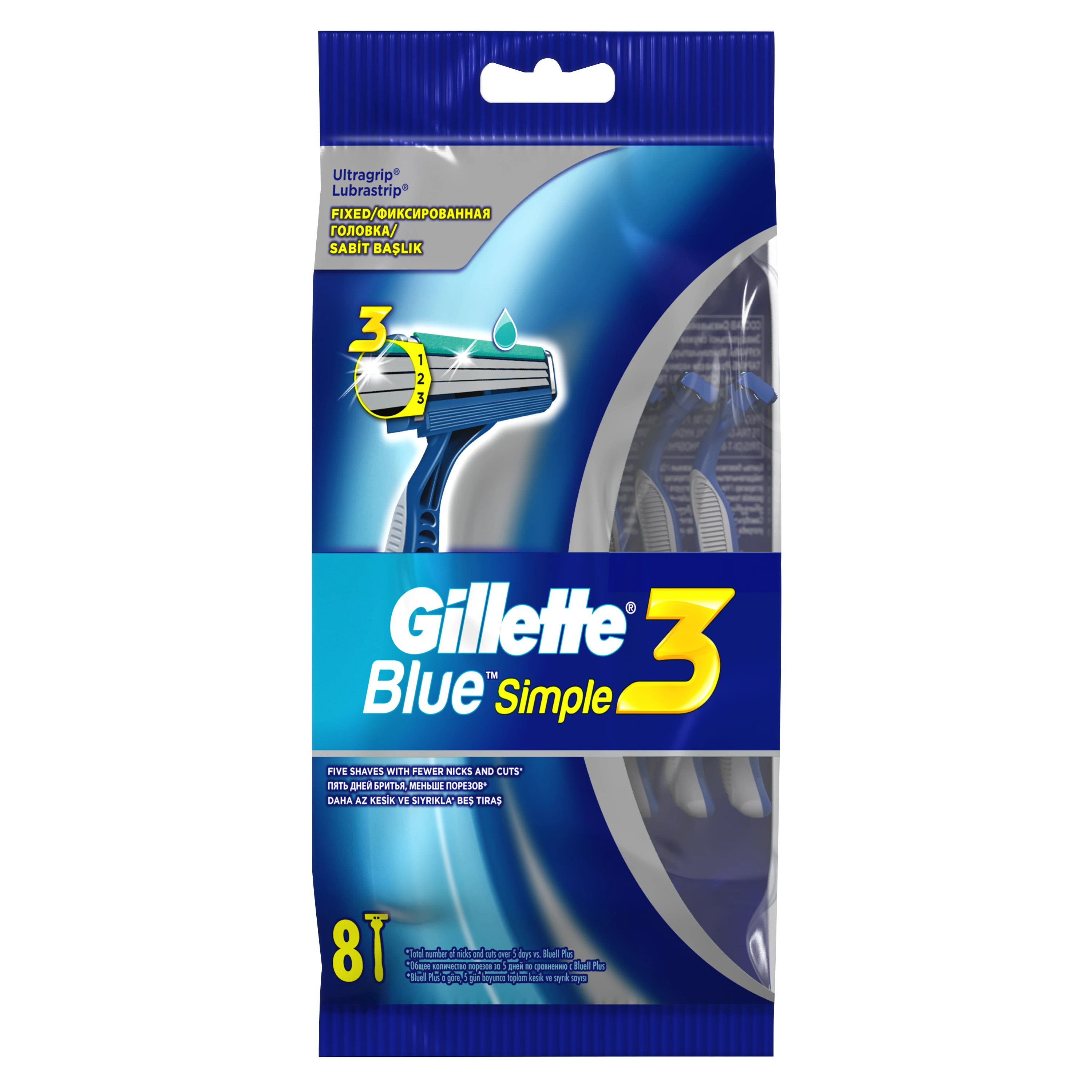 Blue 3 Men's Razor 8pcs. One-time Men 