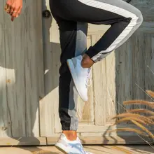 Женские спортивные штаны с цветными блоками в полоску GK-YS112