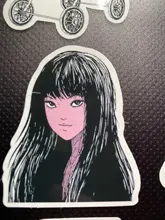 Pegatina de cómic de Horror para monopatín, adhesivo impermeable de Anime japonés Tomie, para equipaje y portátil, color blanco y negro, 10/21/49/50/56 Uds.