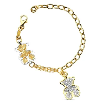 

18k gold bracelet bicolor bears links 19cm. 9,45gr. [AB3366]