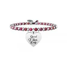 

KIDULT 316L STAINLESS STEEL BRACELET, AGATE FUXIA AND CRYSTALS 731448-PHILOSOPHY